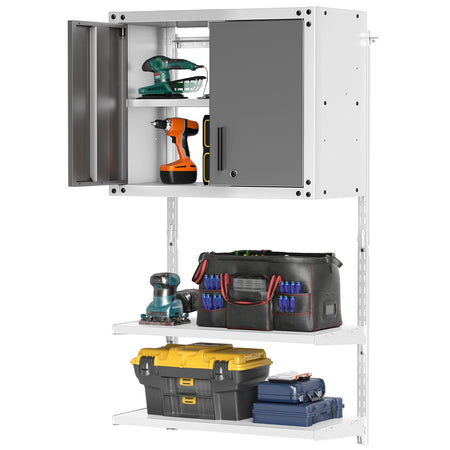 Metal Wall Cabinet with Lock and 3 Adjustable Shelves