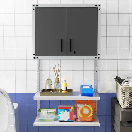 Metal Wall Cabinet with Lock and 3 Adjustable Shelves