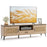 Mid Century Modern Entertainment Center with 2 Cabinets and Storage Drawer-Oak