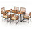7 Pieces Patio Acacia Wood Dining Set with Soft Cushions and Umbrella Hole-Natural