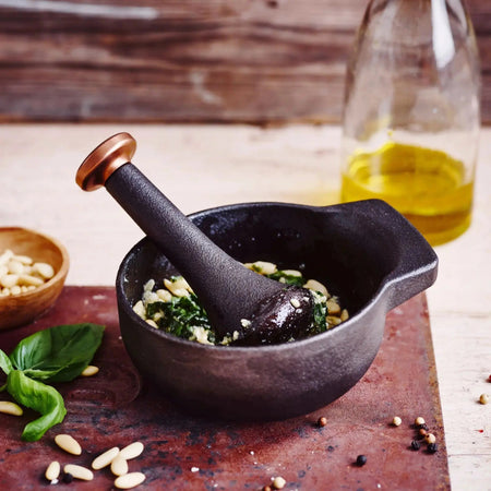 Enameled Cast Iron Mortar & Pestle Set, 2-Cup