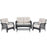 4 Pieces Patio Wicker Furniture Set Loveseat Sofa Coffee Table with Cushion-Beige