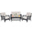 4 Pieces Patio Wicker Furniture Set Loveseat Sofa Coffee Table with Cushion-Beige