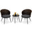 3 Pieces Patio Rattan Bistro Set with 2 Seat Cushions and Tempered Glass Tabletop-Brown