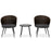 3 Pieces Patio Rattan Bistro Set with 2 Seat Cushions and Tempered Glass Tabletop-Brown