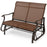 2-Person Patio Glider Bench with High Back and Curved Armrests-Brown