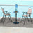 Set of 2 Patio Folding Bar-Height Chairs with Armrests and Quick-Drying Seat-Beige