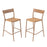 Patio Barstools Set of 2 with Rattan Seat and Metal Backrest-Light Brown