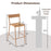 Patio Barstools Set of 2 with Rattan Seat and Metal Backrest-Light Brown