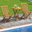 Patio Folding Side Table Teak Wood Round End Table with Slatted Tabletop and X-Shaped Frame
