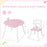 Wood Activity Kids Table and Chair Set with Center Mesh Storage for Snack Time and Homework-Pink