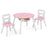 Wood Activity Kids Table and Chair Set with Center Mesh Storage for Snack Time and Homework-Pink