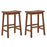 Set of 2 Saddle-Seat Counter Height Stools with Curved Seat and Footrests-Walnut