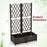 PE Rattan Raised Garden Bed with Trellis Planter Box for Climbing Plants-Brown