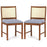 Rattan Dining Chair Set of 2 with Rubber Wood Frame and Linen Fabric Padded Seat-Walnut