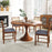 Rattan Dining Chair Set of 2 with Rubber Wood Frame and Linen Fabric Padded Seat-Walnut