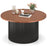 Round Coffee Table with Solid Wood Frame and Wooden Top-Walnut