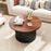 Round Coffee Table with Solid Wood Frame and Wooden Top-Walnut