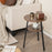 2-Tier Round End Table Set of 2 with Open Shelf and Triangular Metal Frame-Walnut
