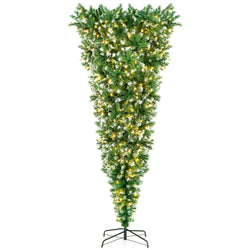 7.5 Feet Pre-Lit Snowy Upside Down Christmas Tree 1100 Tips