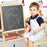 All-in-One Wooden Height Adjustable Kid's Art Easel with Magnetic Stickers and Paper