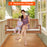 2-Person Hanging Porch Swing Wood Bench with Cushion Curved Back