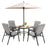 35 Inch Patio Dining Square Tempered Glass Table with Umbrella Hole