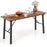 Outdoor Dining Table and Bench Set with Acacia Wood Top for Yard Garden Poolside