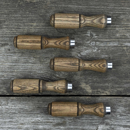 Set of 5 Ash Wood Tool Handles with Aluminum Rings