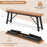 Outdoor Dining Table and Bench Set with Acacia Wood Top for Yard Garden Poolside