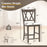 Set of 2 Bar Stools with Cross Back and Linen Fabric Upholstered Seat-Beige