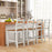 Set of 2 Counter Bar Stool with Inclined Backrest and Footrest-Gray