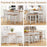 Set of 2 Counter Bar Stool with Inclined Backrest and Footrest-Gray