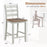 Set of 2 Counter Bar Stool with Inclined Backrest and Footrest-Gray