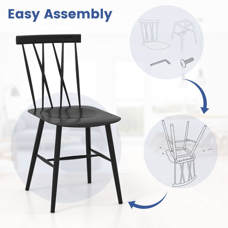 Set of 2 Modern Dining Chairs with Backrest
