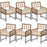 Set of 6 Patio Dining Chairs Acacia Wood Armchairs with Cushions