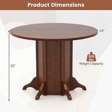Round Dining Table with Pedestal Base for 4-6 People-Walnut