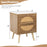 Set of 2 Rattan Nightstand with 2 Drawers and Solid Wood Legs-Natual