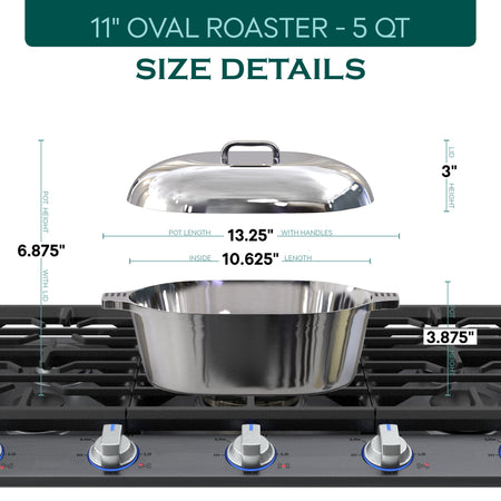 Oval Dutch Oven with Lid - 5 Quart (11 Inch)