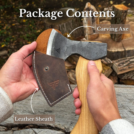 Small Carving Axe with Leather Sheath, 0.47 kg (1 lb)