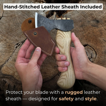 Small Carving Axe with Leather Sheath, 0.47 kg (1 lb)
