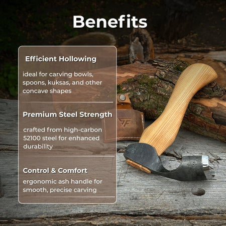 Small Kuksa Adze with Deep Curved (Round) Blade, 4.5 cm (1.8 in)