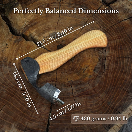 Small Kuksa Adze with Deep Curved (Round) Blade, 4.5 cm (1.8 in)