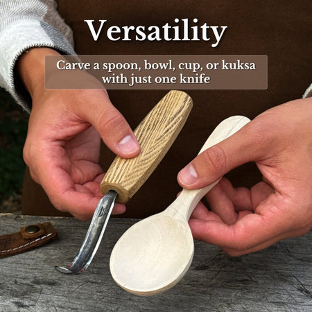 Spoon Carving Hook Knife – Long Curved Blade 7 cm (2.7 inches)