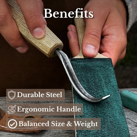 Spoon Carving Hook Knife – Long Curved Blade 7 cm (2.7 inches)