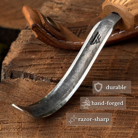 Spoon Carving Hook Knife – Long Curved Blade 7 cm (2.7 inches)