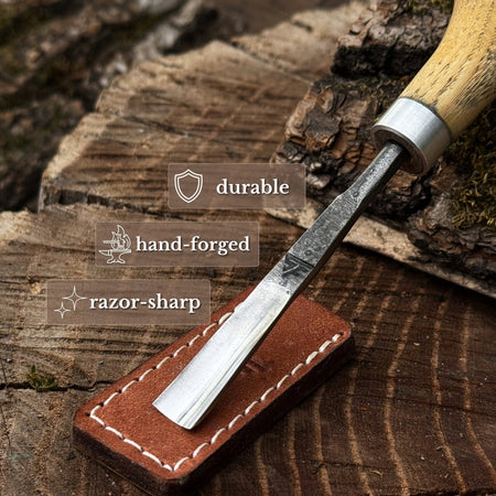 Straight Carving Gouge with Palm Handle, 5-12 mm / 0.20-0.47 in