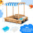 Kids Wooden Sandbox with Striped Canopy