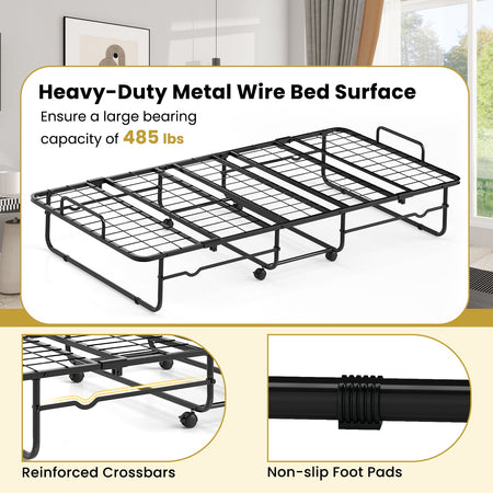 Twin Size Folding Bed with Memory Foam Mattress and Heavy-duty Metal Frame