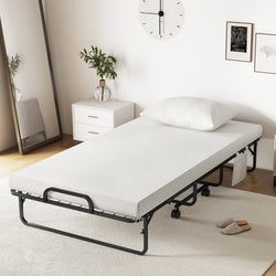 Cot Size Folding Bed with Memory Foam Mattress and Pillow